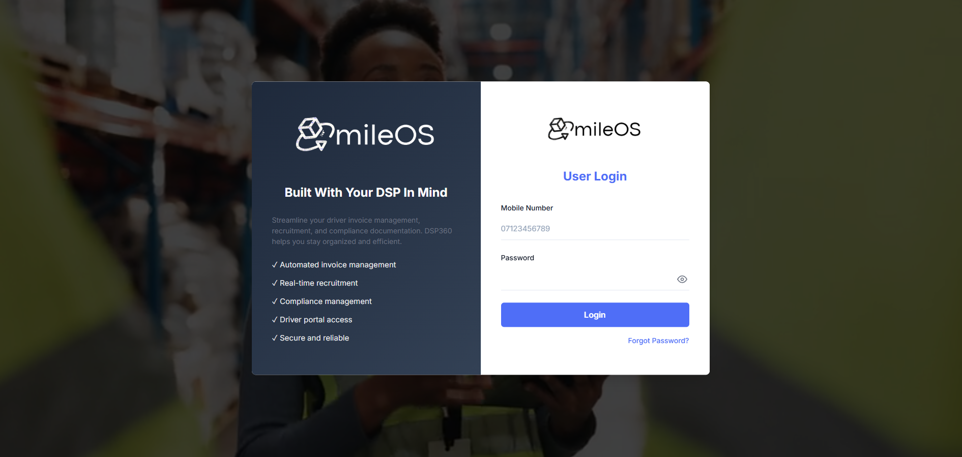 mileOS Last Mile Logistics Platform Dashboard